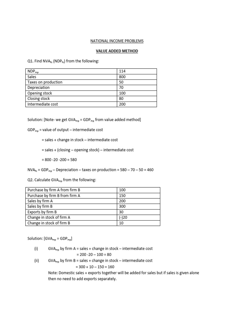 National Income Calculation Methods | PDF | Measures Of National Income ...