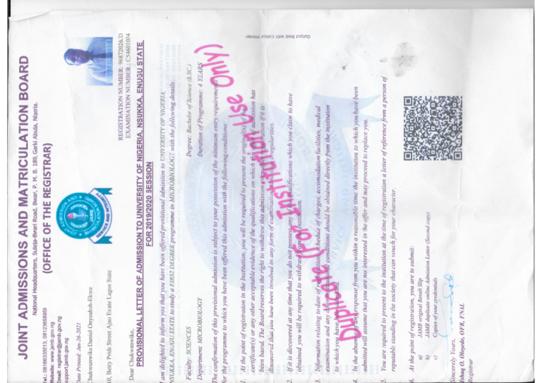Admission Letter | PDF