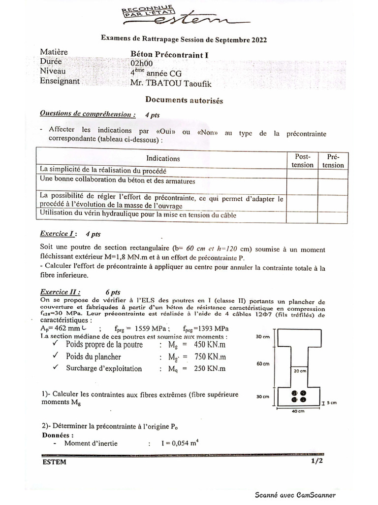 Précontrainte 1 | PDF