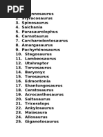 Jurassic World Game Dinosaur Codes | PDF | Paleontology