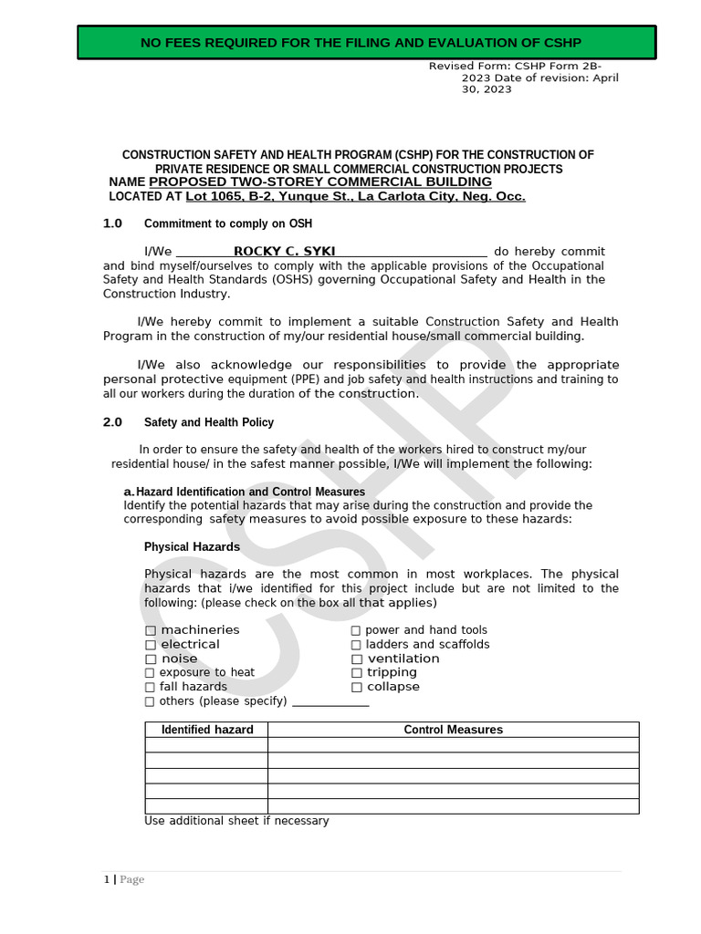Construction Safety Health Program Guide | PDF | Occupational Safety ...