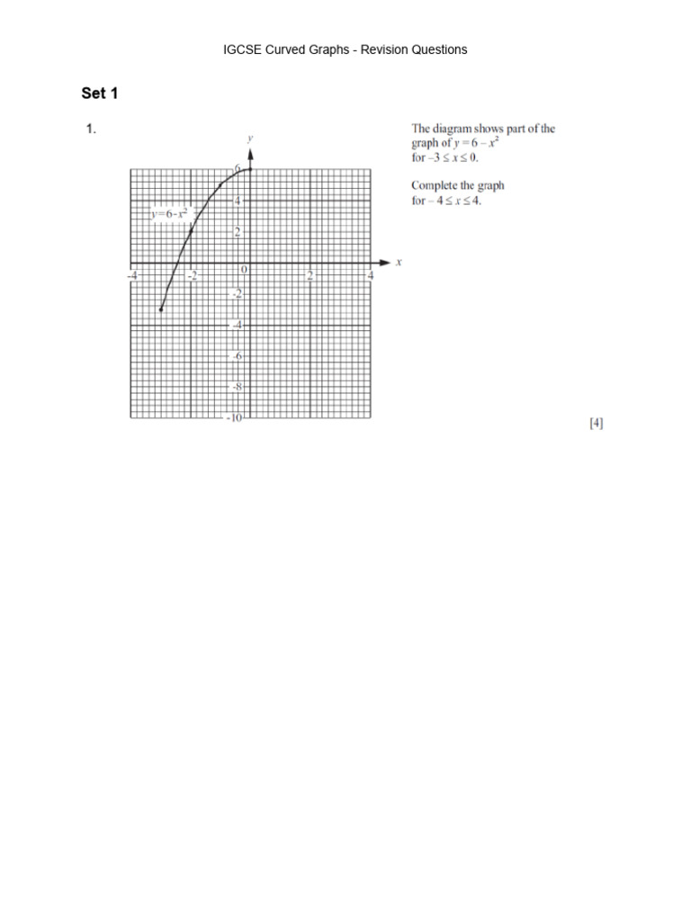 IGCSE Curved Graphs Revision Questions | PDF