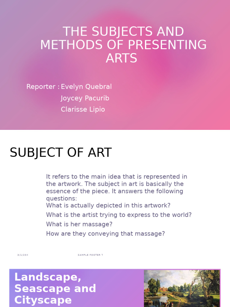 Art Subjects and Presentation Methods | PDF | Still Life | Visual Arts