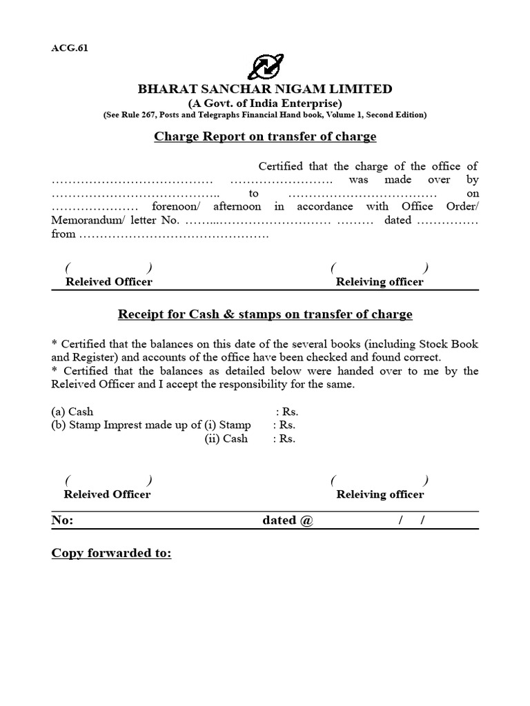 ACG 61 Charge Report Template | PDF | Government Of India | Internet Access