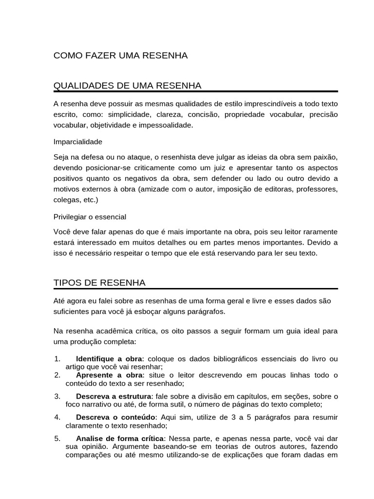 Guia Completo para Escrever Resenhas | PDF | Autor | Livros