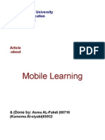 Mobile Learning: Sultan Qaboos University College of Education LIT Department TECH4101