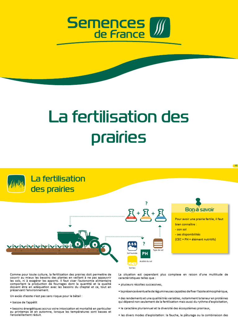 Fertilisation des Prairies : Guide Complet | PDF | Prairie | Sol ...