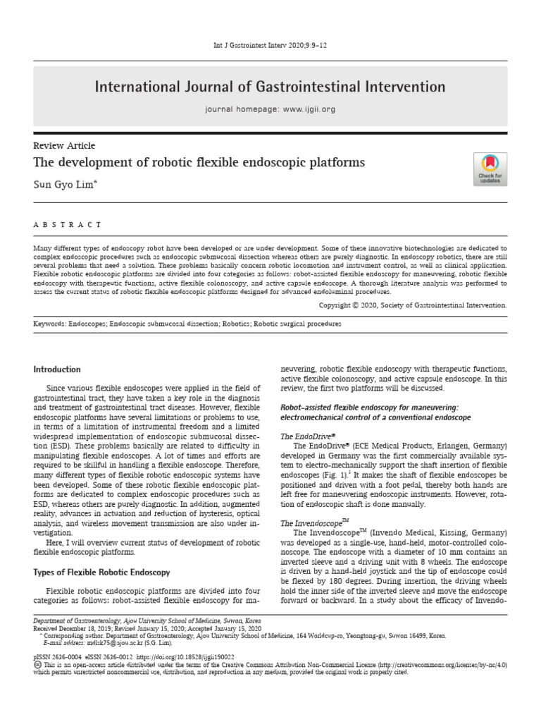 Robotic Flexible Endoscopic Platforms Review | PDF | Colonoscopy ...
