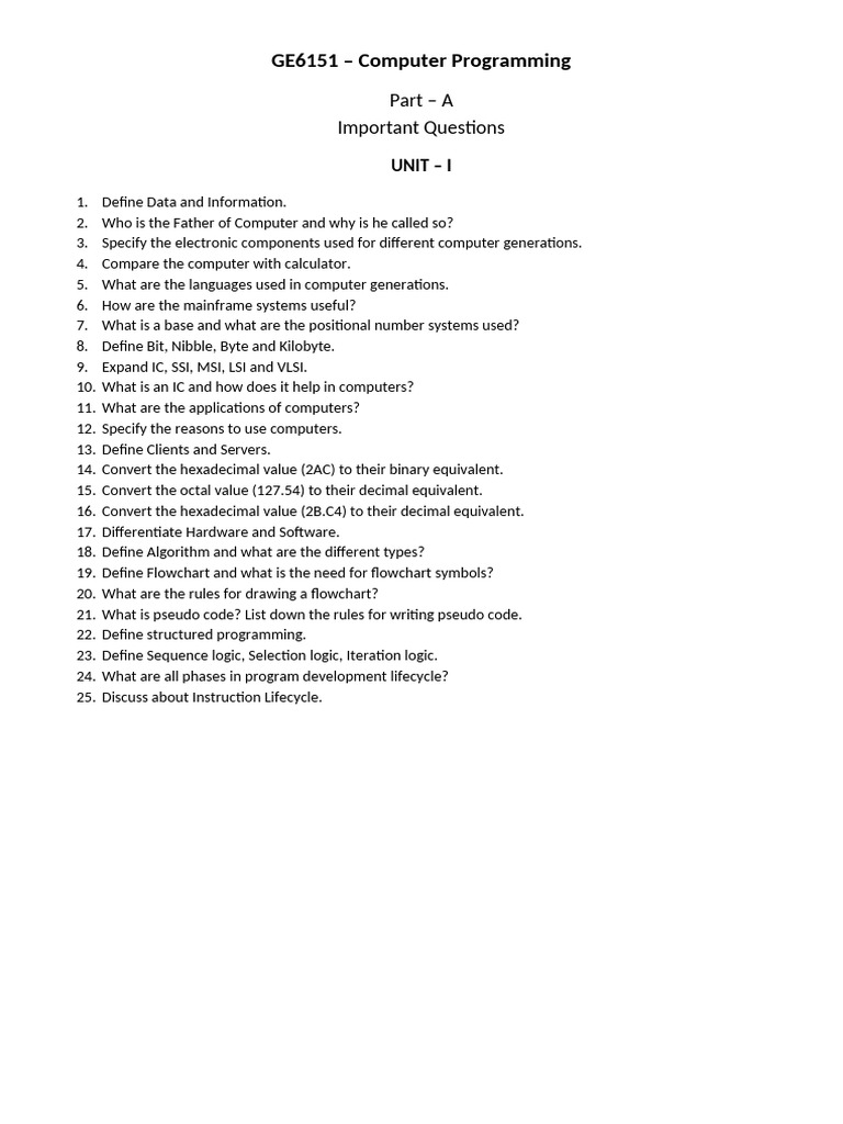 Key Concepts in Computer Programming | PDF | Pointer (Computer ...