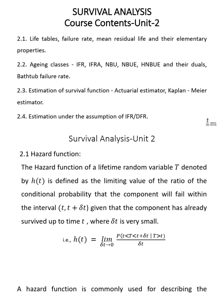Survival Analysis: Hazard Functions & Estimators | PDF | Convex Set ...