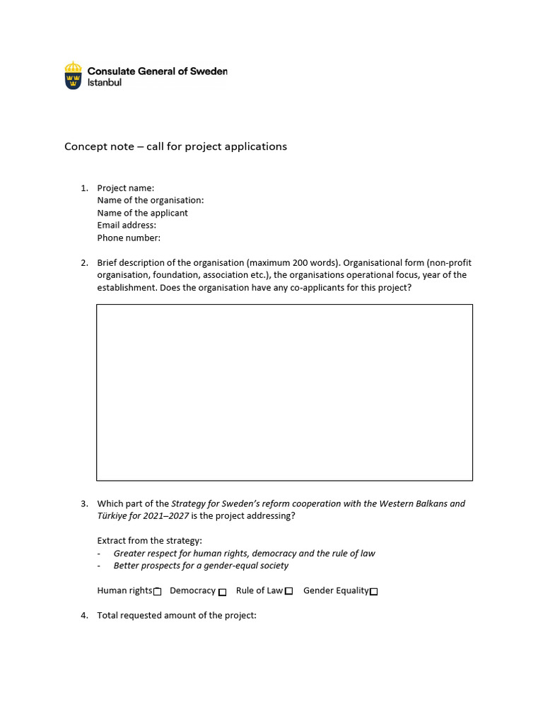 Project Application Concept Note Guide | PDF
