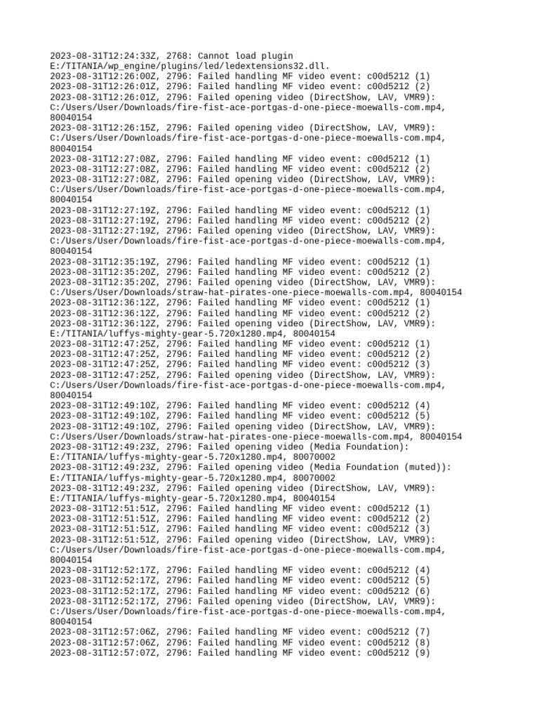 Video Playback Errors Log Analysis | PDF | Software | System Software