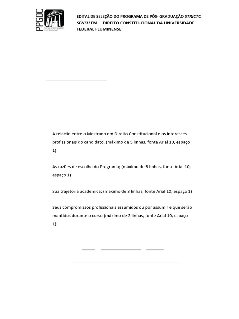 Modelo de Carta de Intenção PPGDC-UFF | PDF