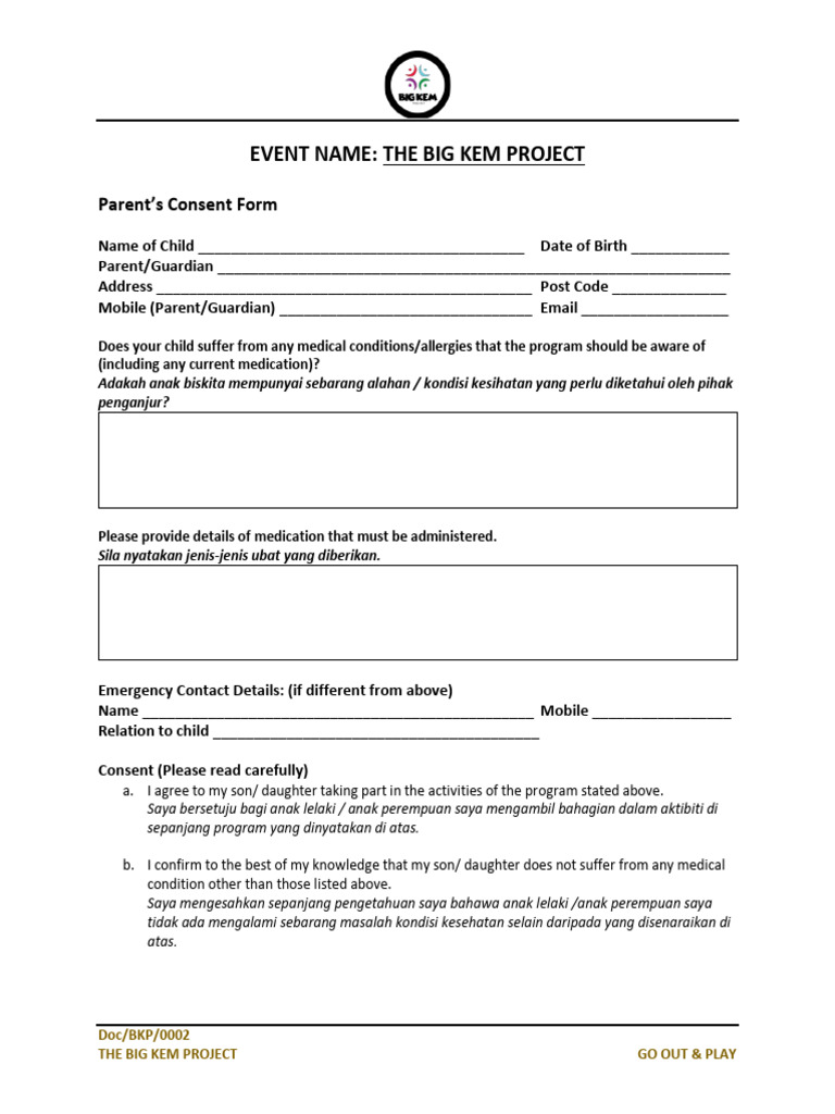 Big Kem Project - Parent Consent Form | PDF