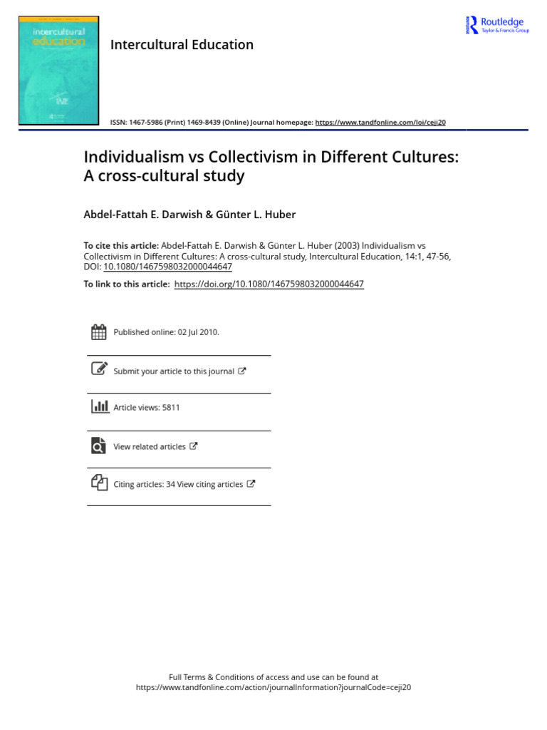 Individualism vs Collectivism Study | PDF | Individualism | Liberal ...