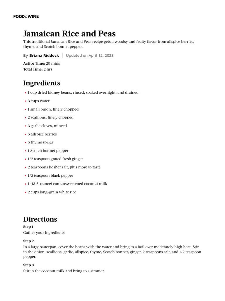 Jamaican Rice | PDF