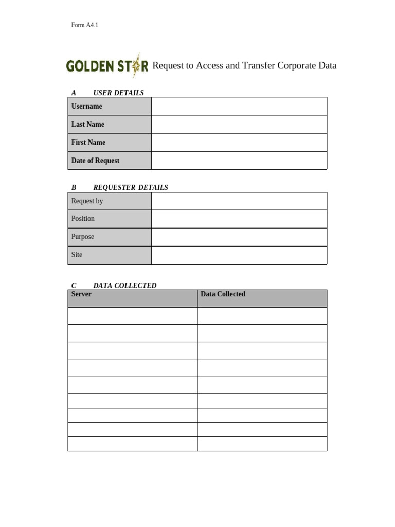Corporate Data Access Request Form | PDF