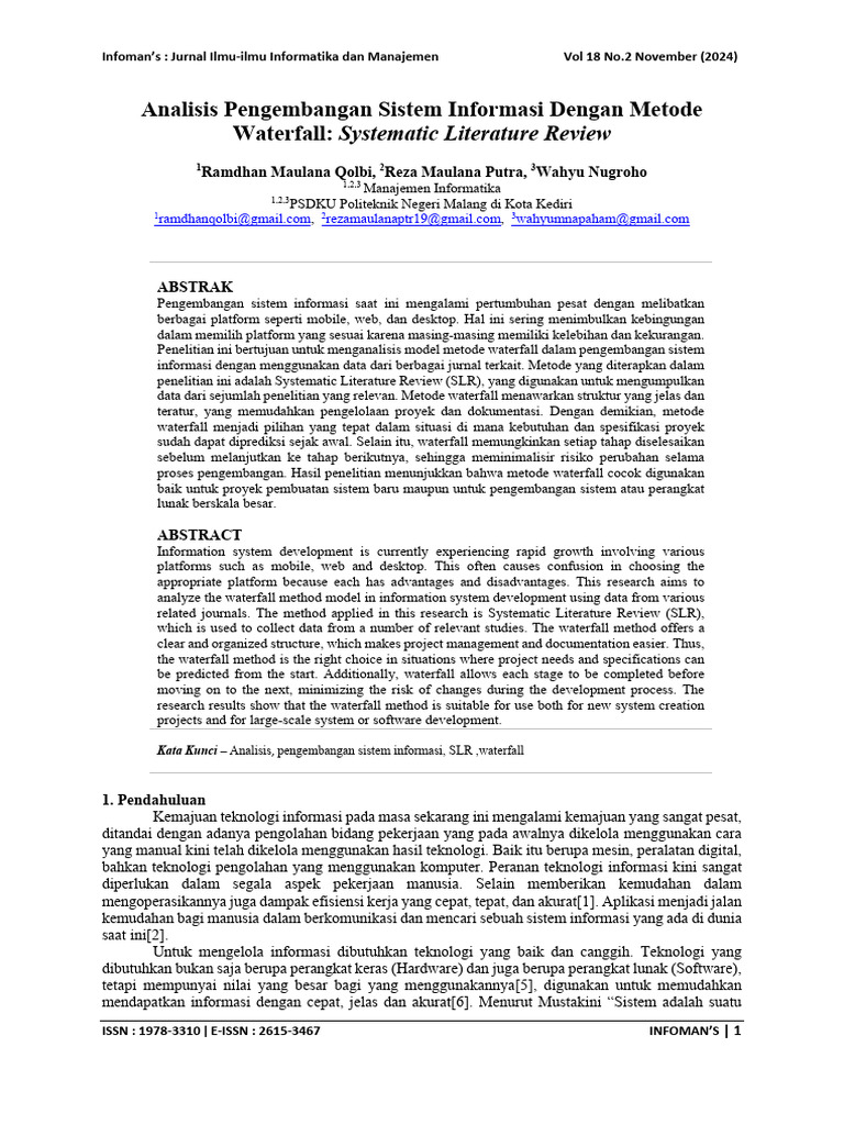 Analisis Metode Waterfall dalam SIA | PDF