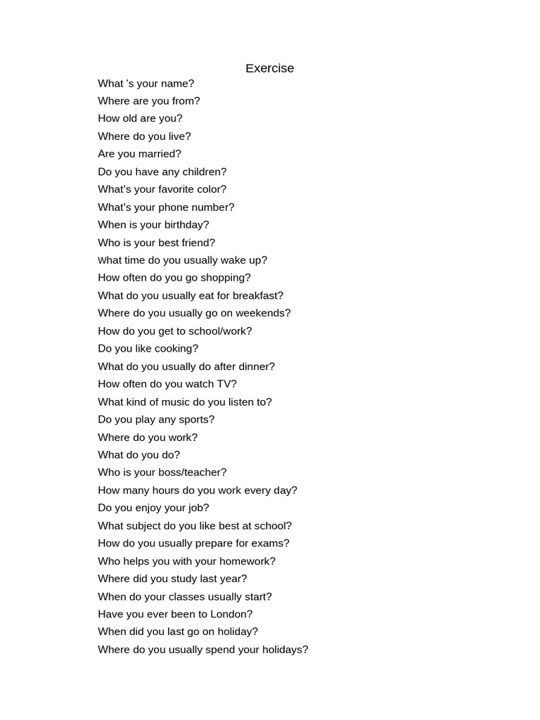 Common English Conversation Questions | PDF