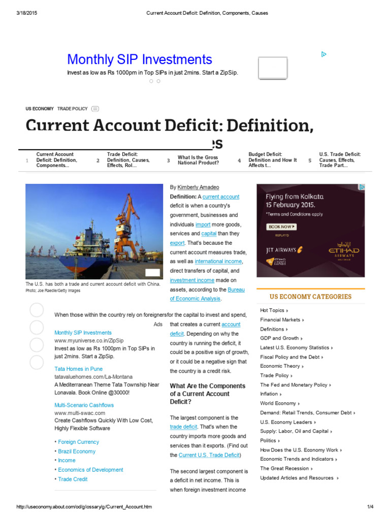 Current Account Deficit - Definition, Components, Causes | PDF ...