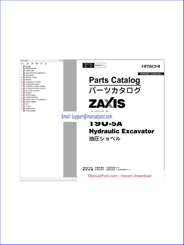 Hitachi Hydraulic Excavator Zx17u 5a Zx19u 5a Parts Catalog en JP