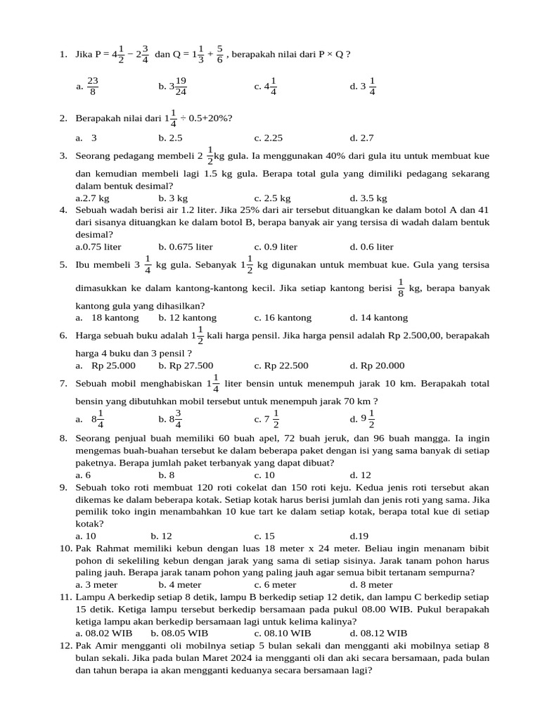 Soal Matematika dan Logika Dasar | PDF
