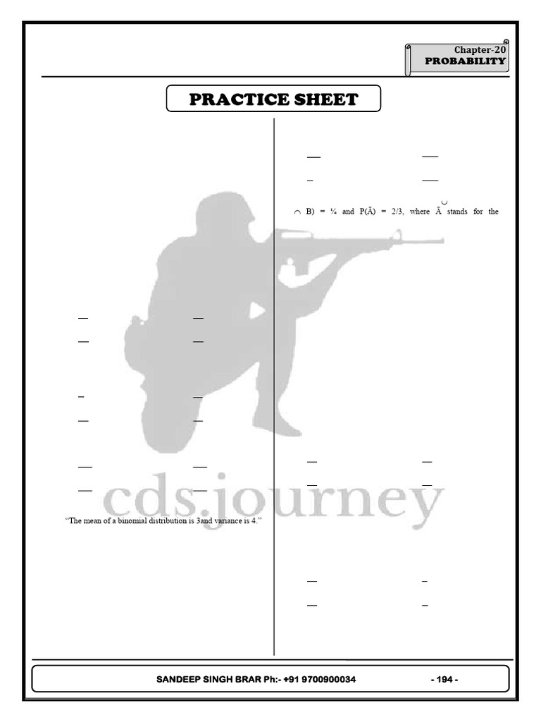 Probability Practice Sheet | PDF | Odds | Probability Distribution