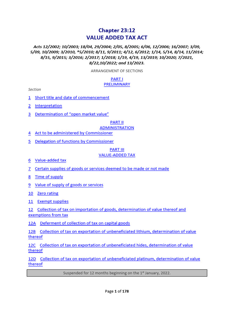 Value Added Tax Act Overview | PDF | Lease | Taxes