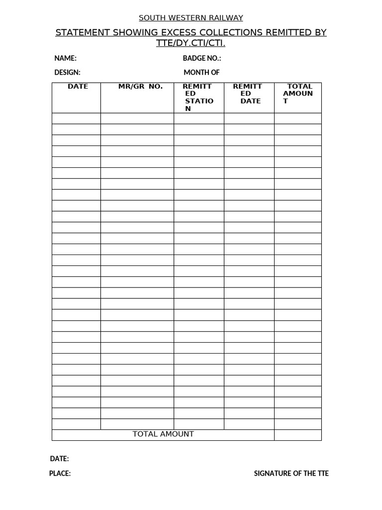 Railway Ticket Fine Receipt Summary | PDF