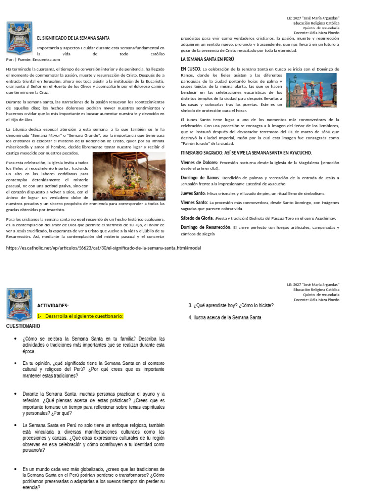 Significado y Celebración de Semana Santa | PDF | Pascua de ...