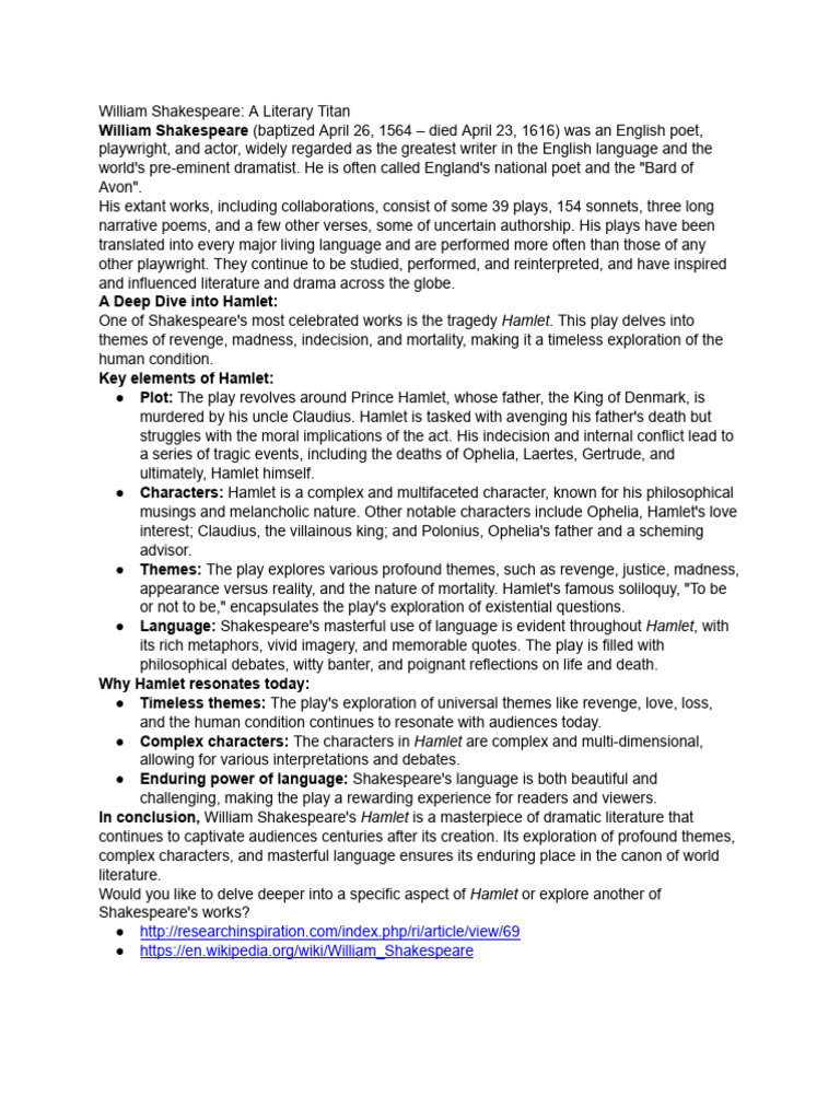 Exploring Shakespeare's Hamlet Themes | PDF | Hamlet | William Shakespeare