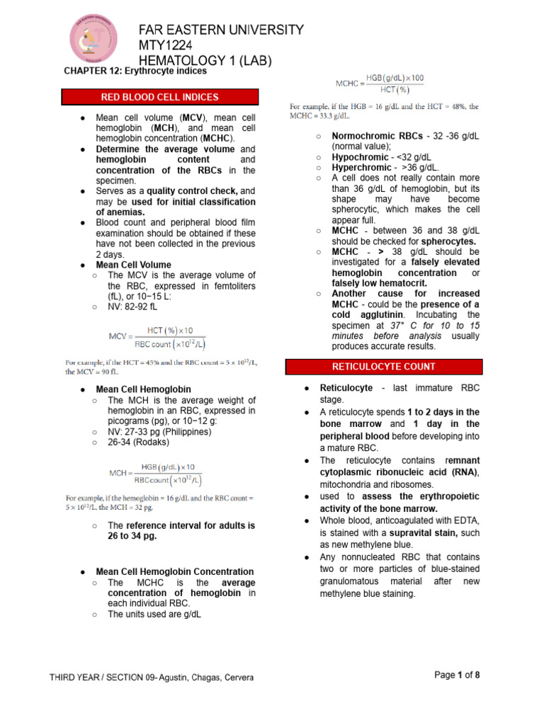 Erythrocyte Indices and Testing Methods | PDF | Red Blood Cell | Anemia