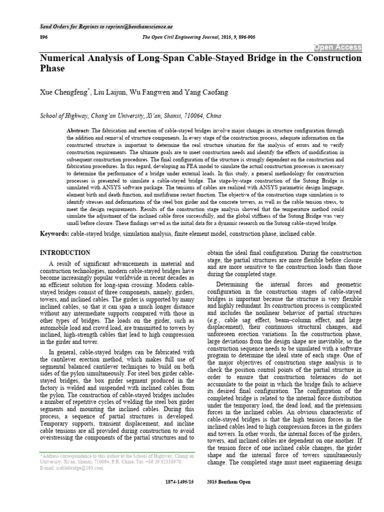 Numerical Analysis of Cable-Stayed Bridge | PDF | Mechanical ...