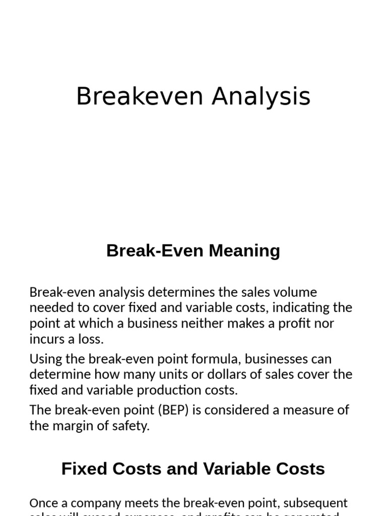 PU PPT Breakeven Analysis | PDF | Business Economics | Economics