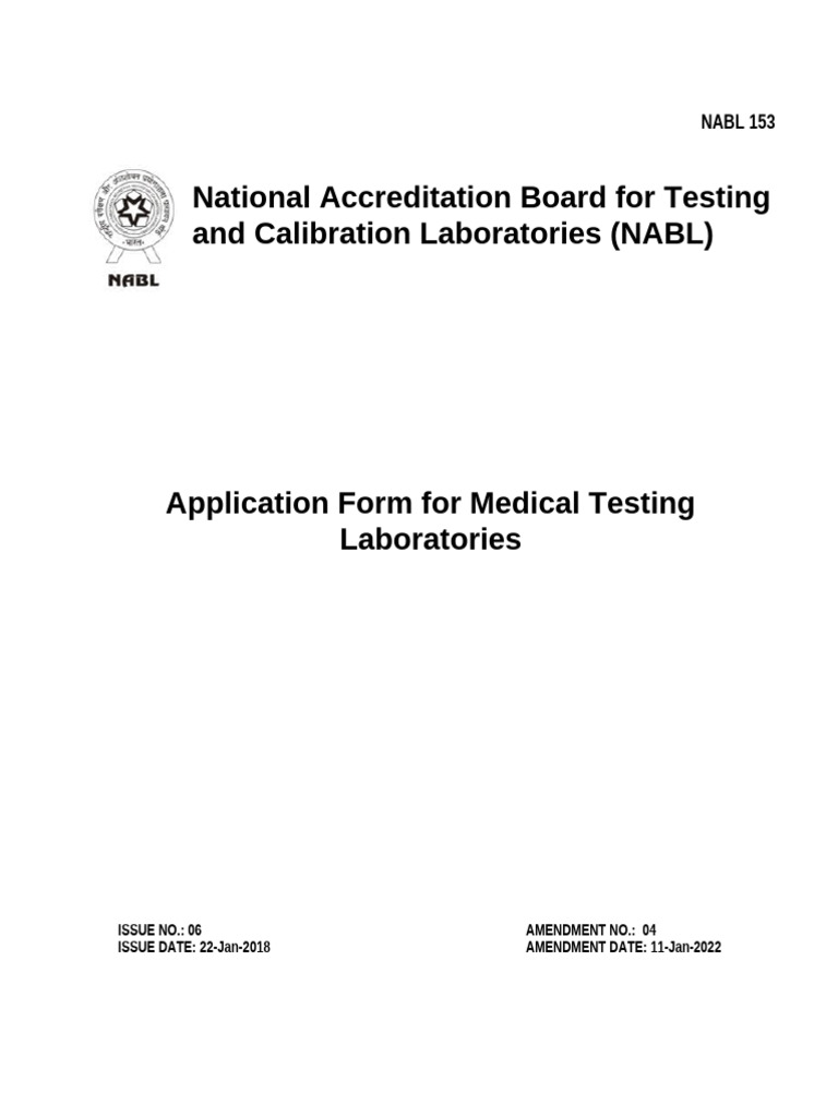 NABL 153 Application for Medical Labs | PDF