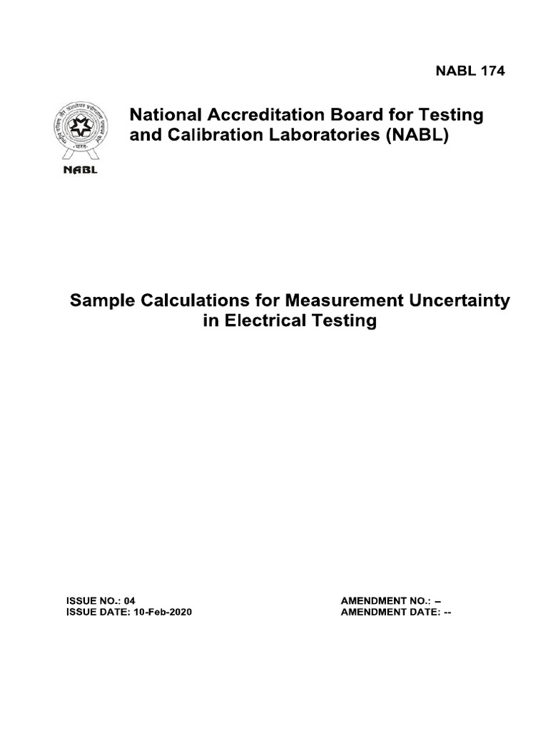 NABL-174 Sample Calculation of Uncertainty I04 Feb2020 | PDF