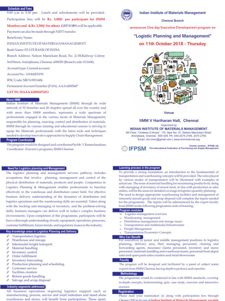Logistics Planning & Management Program | PDF | Logistics | Warehouse
