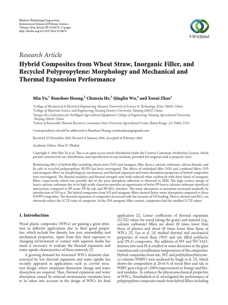 Hybrid Composites: Wheat Straw & Fillers | PDF | Composite Material ...
