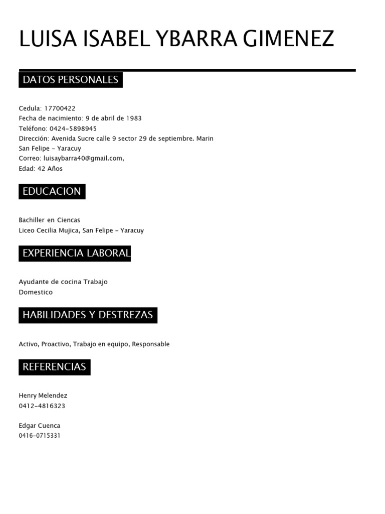 Perfil Profesional de Luisa Ybarra | PDF