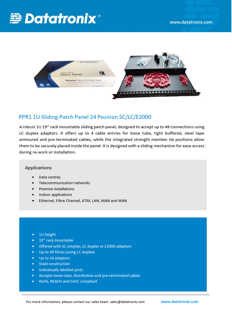 1U Sliding Patch Panel 24 Ports SC/LC | PDF | Duplex ...