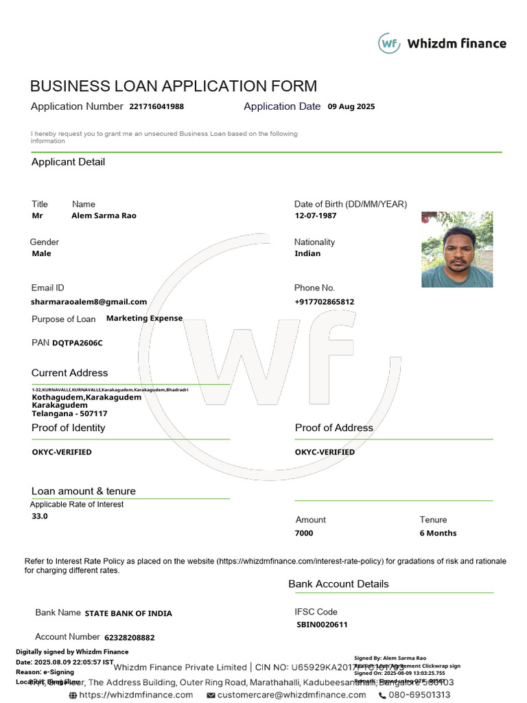 Whizdm Finance Business Loan Application | PDF | Loans | Interest
