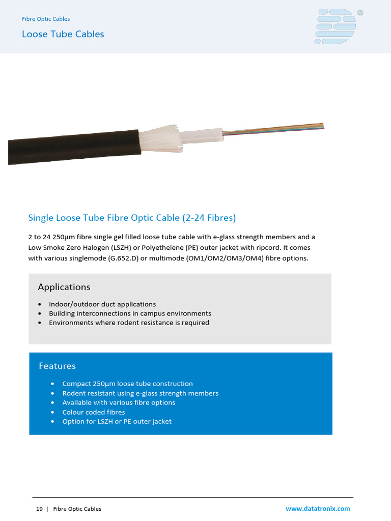 Fibra Óptica Datatronix | PDF | Optical Fiber | Equipment