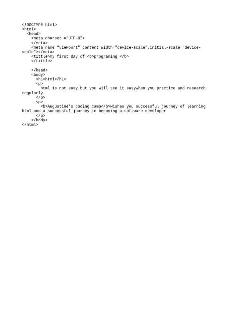 My First Day Learning HTML | PDF