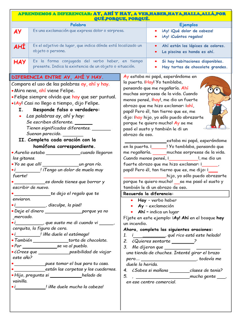 Distinguir Ay, Ahí y Hay: Guía Completa | PDF | Lingüística