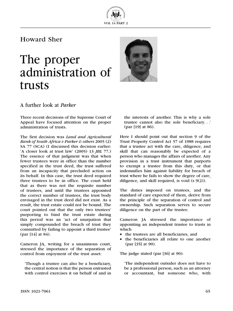 Trust Administration Insights by Howard Sher | PDF | Trustee | Property Law