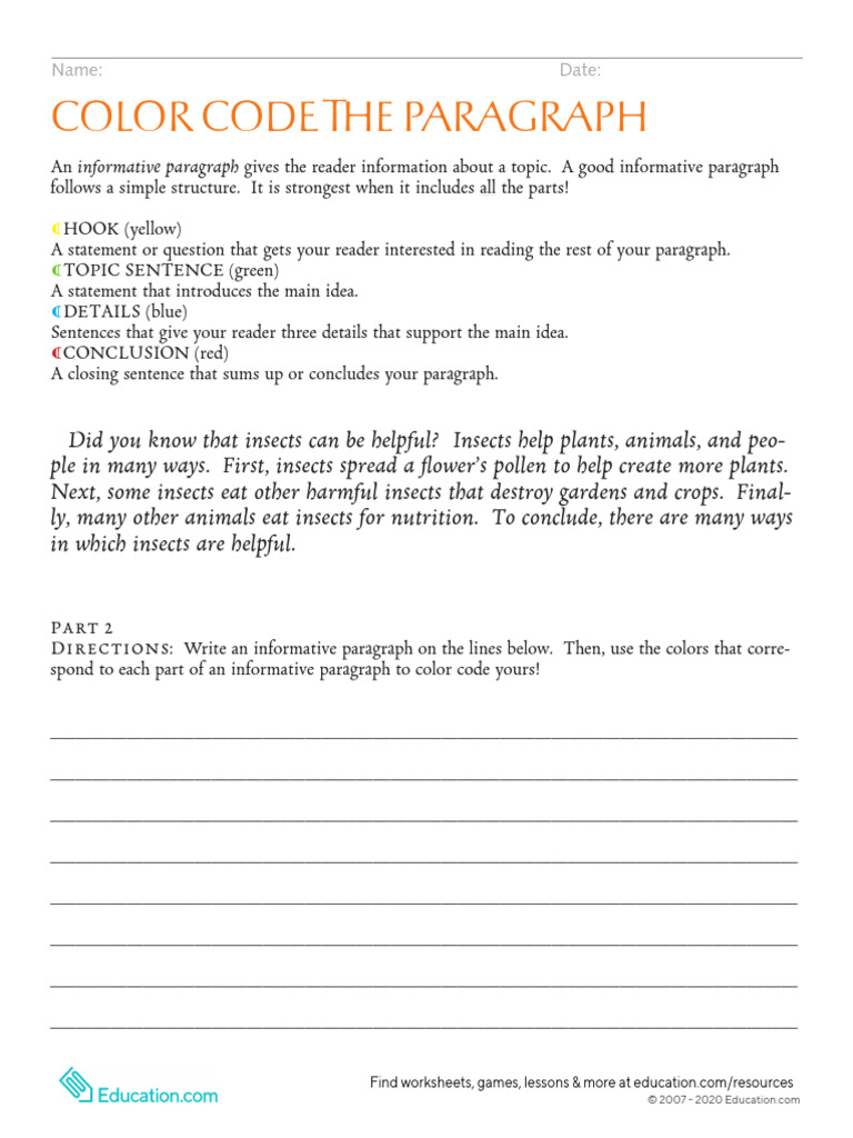 Color Code The Paragraph | PDF