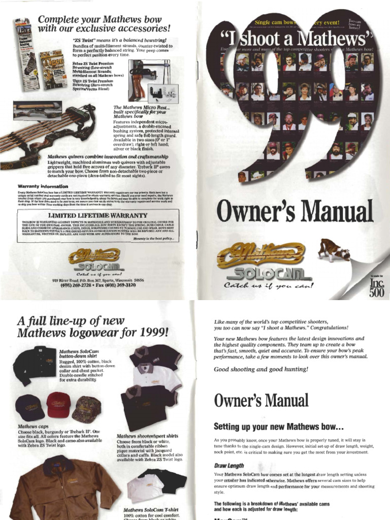 1999 Mathews Owners Manual | PDF