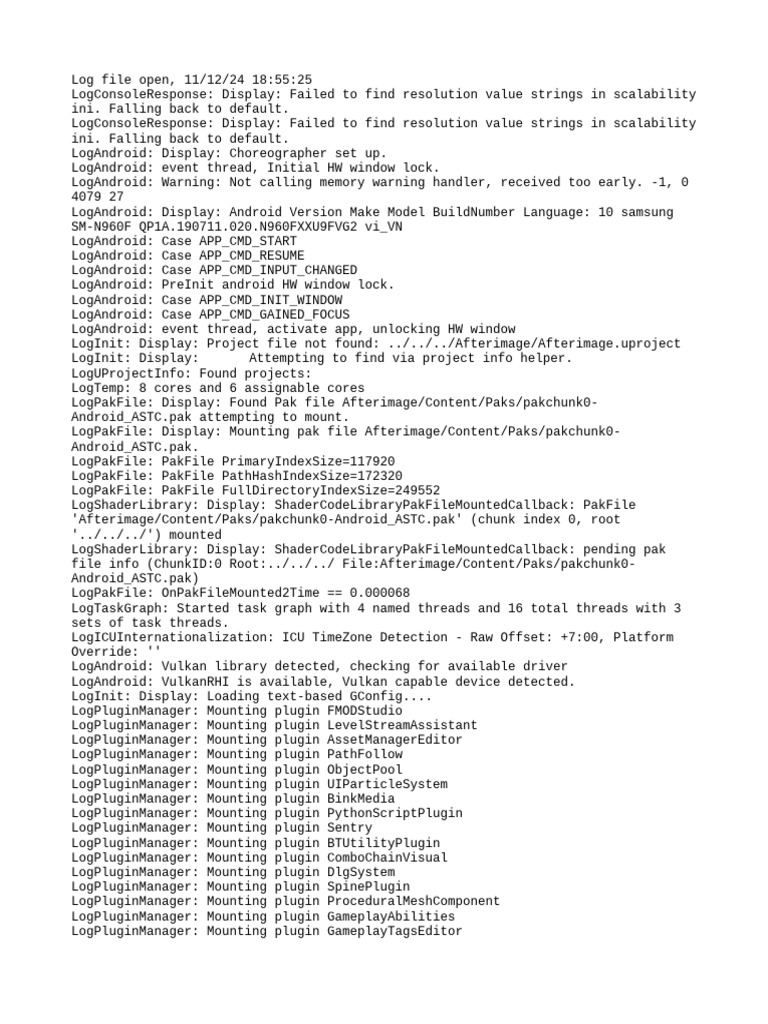 Afterimage Project Initialization Log | PDF | Operating System ...
