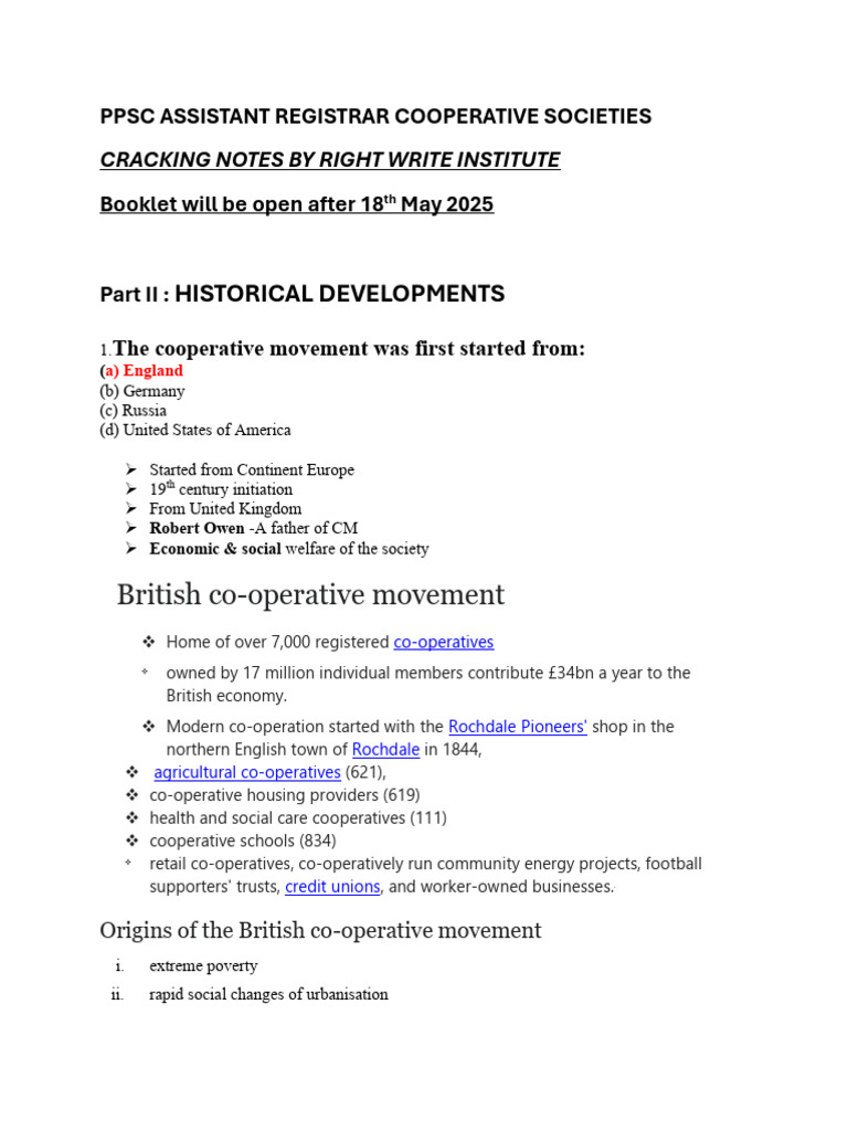 History of the Cooperative Movement | PDF | Mutual Organization ...