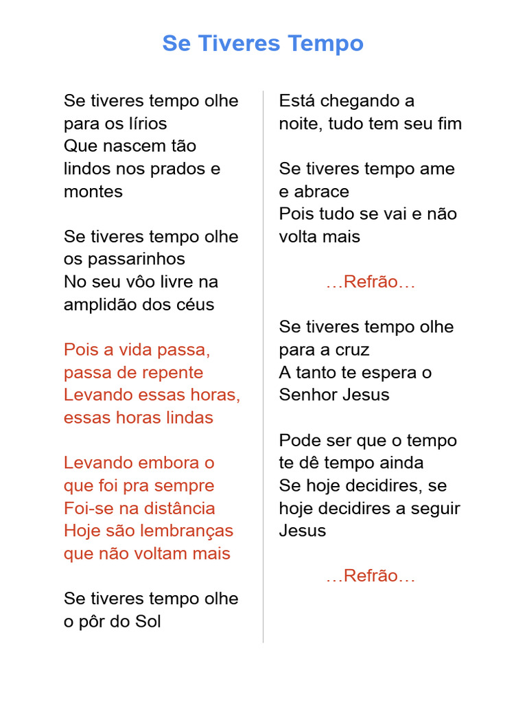 Reflexões sobre o Tempo e a Vida | PDF